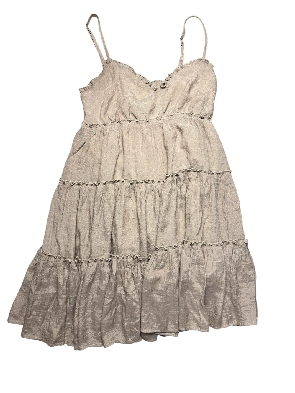 Mustard Seed Beige Gauze Tiered Ruffle Babydoll Sundress Women’s Size Medium